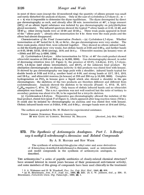 573. The synthesis of actinomycin analogues. Part I. 3-Benzyloxy-4-methyl-2-nitrobenzoyl-L-threonine and related compounds