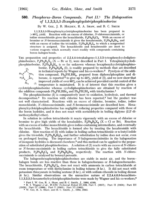 580. Phosphorus–boron compounds. Part II. The halogenation of 1,1,3,3,5,5-hexaphenylcyclotriphosphinoborine