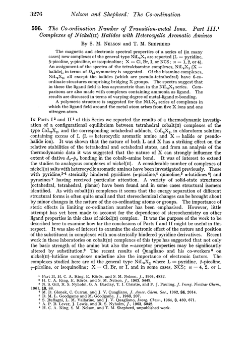 596. The co-ordination number of transition-metal ions. Part III. Complexes of nickel(II) halides with heterocyclic aromatic amines