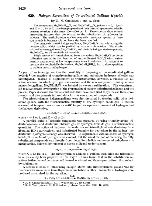 620. Halogen derivatives of co-ordinated gallium hydride