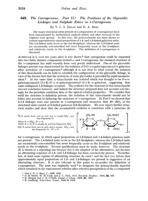 649. The carrageenans. Part II. The positions of the glycosidic linkages and sulphate esters in λ-carrageenan