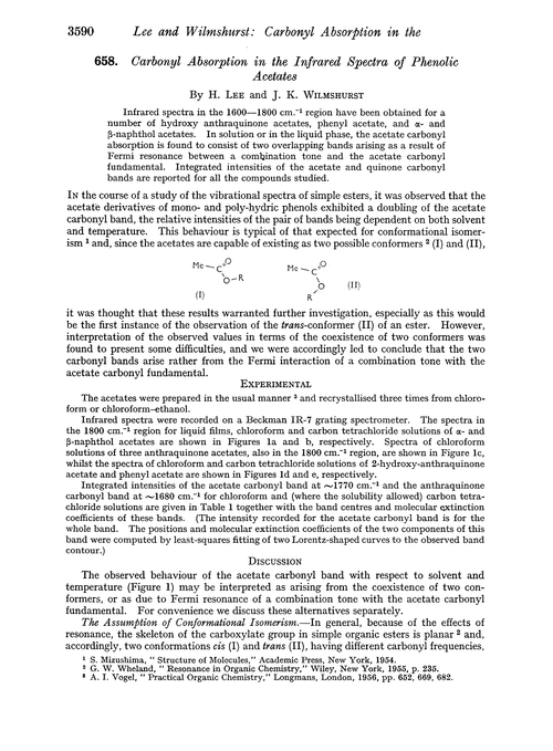 658. Carbonyl absorption in the infrared spectra of phenolic acetates