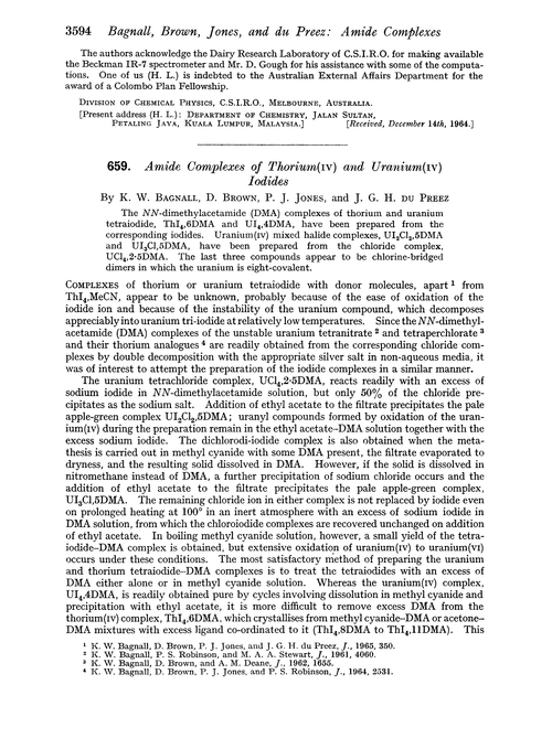 659. Amide complexes of thorium(IV) and uranium(IV)