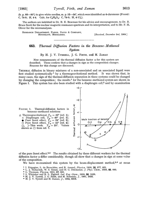 663. Thermal diffusion factors in the benzene–methanol system