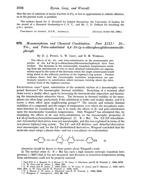 679. Mesomorphism and chemical constitution. Part XIII. Di-, tri-, and tetra-substituted 4,4′-di-(p-n-alkoxybenzylideneamino)biphenyls