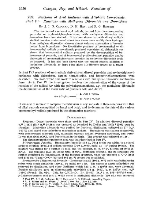 732. Reactions of aryl radicals with aliphatic compounds. Part V. Reactions with methylene dibromide and bromoform