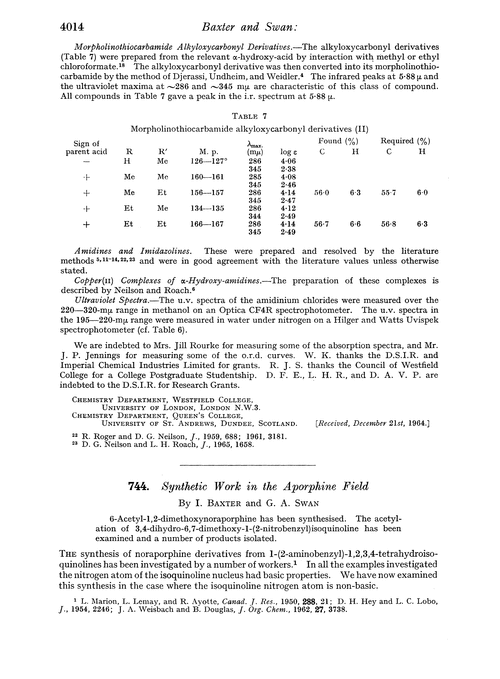 744. Synthetic work in the aporphine field