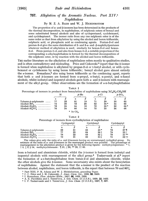 757. Alkylation of the aromatic nucleus. Part XIV. Naphthalene