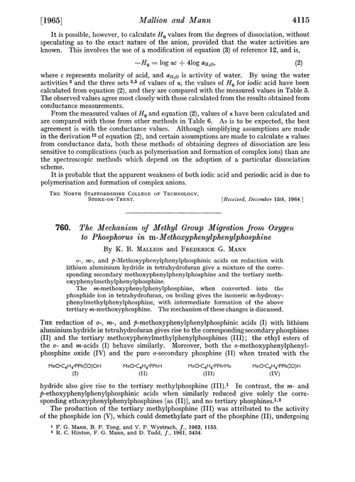 760. The mechanism of methyl group migration from oxygen to phosphorus in m-methoxyphenylphenylphosphine