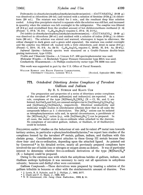 771. Octahedral ditertiary arsine complexes of tervalent gallium and indium