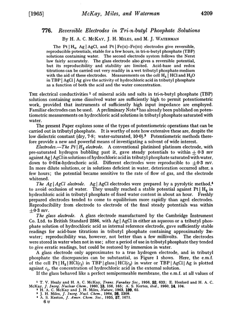 776. Reversible electrodes in tri-n-butyl phosphate solutions