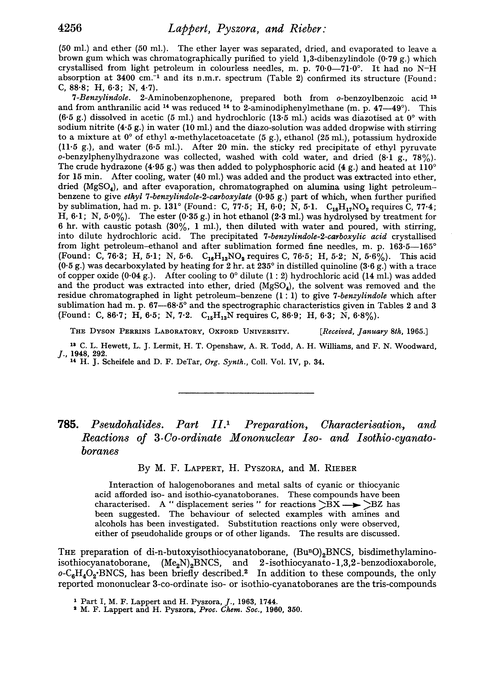 785. Pseudohalides. Part II. Preparation, characterisation, and reactions of 3-co-ordinate mononuclear iso- and isothio-cyanatoboranes