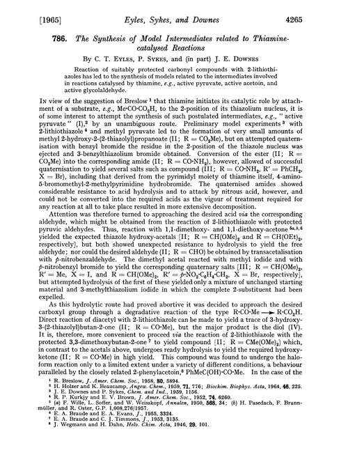 786. The synthesis of model intermediates related to thiamine-catalysed reactions