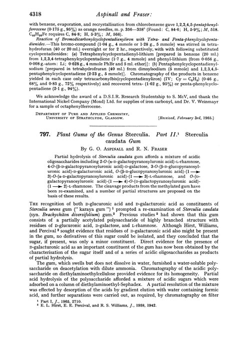 797. Plant gums of the genus sterculia. Part II. Sterculia caudata gum
