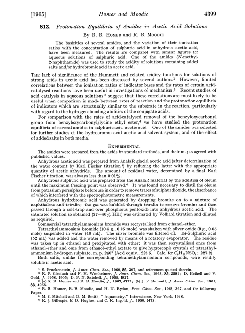 812. Protonation equilibria of amides in acetic acid solutions