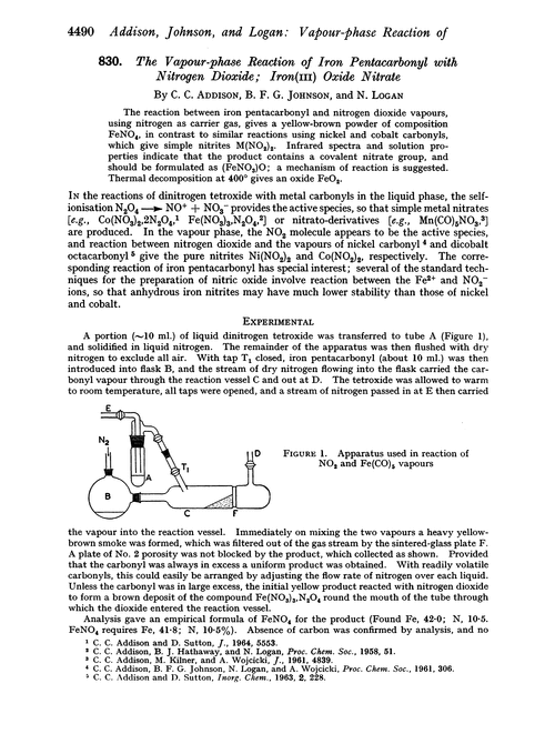 830. The vapour-phase reaction of iron pentacarbonyl with nitrogen dioxide; iron(III) oxide nitrate