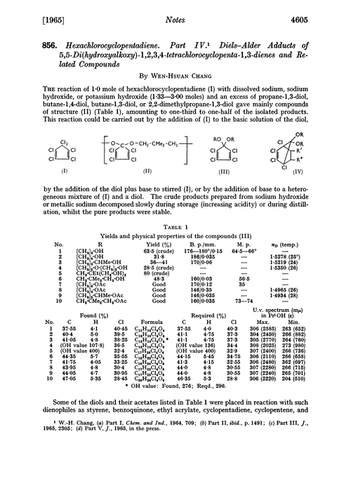 856. Hexachlorocyclopentadiene. Part IV. Diels–Alder adducts of 5,5-di(hydroxyalkoxy)-1,2,3,4-tetrachlorocyclopenta-1,3-dienes and related compounds