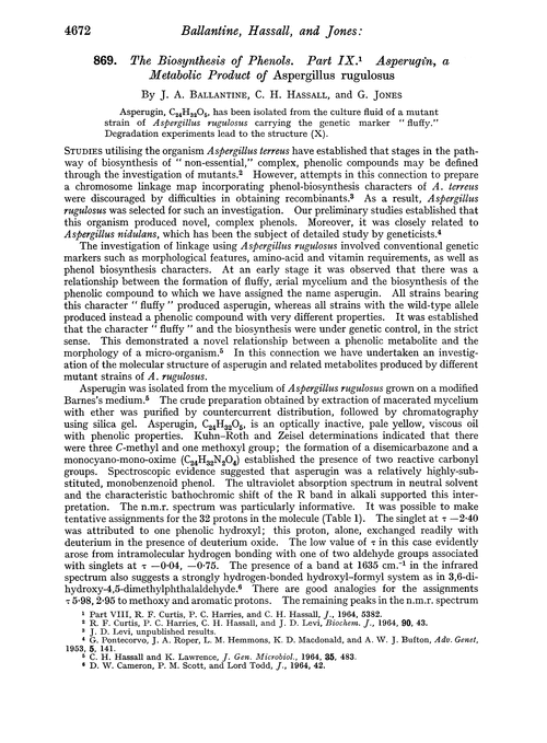 869. The biosynthesis of phenols. Part IX. Asperugin, a metabolic product of Aspergillus rugulosus
