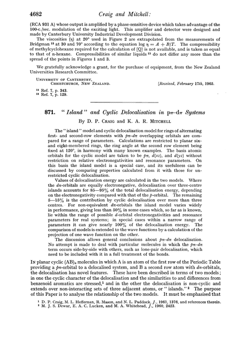 871. “Island” and cyclic delocalisation in pπ–dπ systems