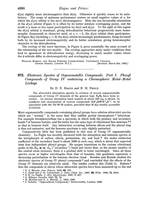 872. Electronic spectra of organometallic compounds. Part I. Phenyl compounds of Group IV containing a chromophoric metal–metal linkage