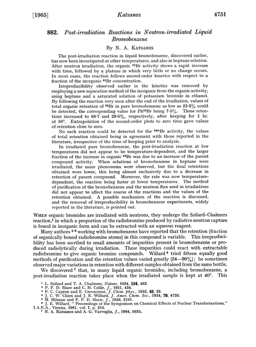 882. Post-irradiation reactions in neutron-irradiated liquid bromobenzene