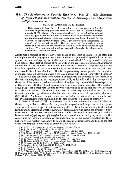 888. The mechanism of epoxide reactions. Part X. The reactions of (epoxyethyl)benzene with m-chloro-, 3,4-dimethyl-, and o-(hydroxymethyl)-benzylamine