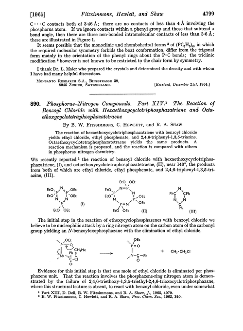 890. Phosphorus–nitrogen compounds. Part XIV. The reaction of benzoyl chloride with hexaethoxycyclotriphosphazatriene and octaethoxycyclotetraphosphazatetraene