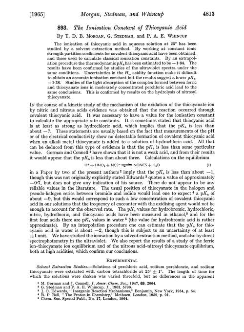 893. The ionisation constant of thiocyanic acid