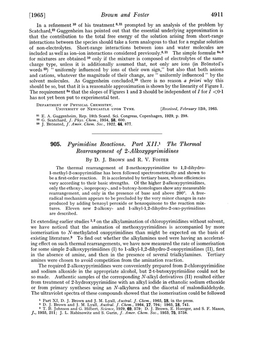 905. Pyrimidine reactions. Part XII. The thermal rearrangement of 2-alkoxypyrimidines