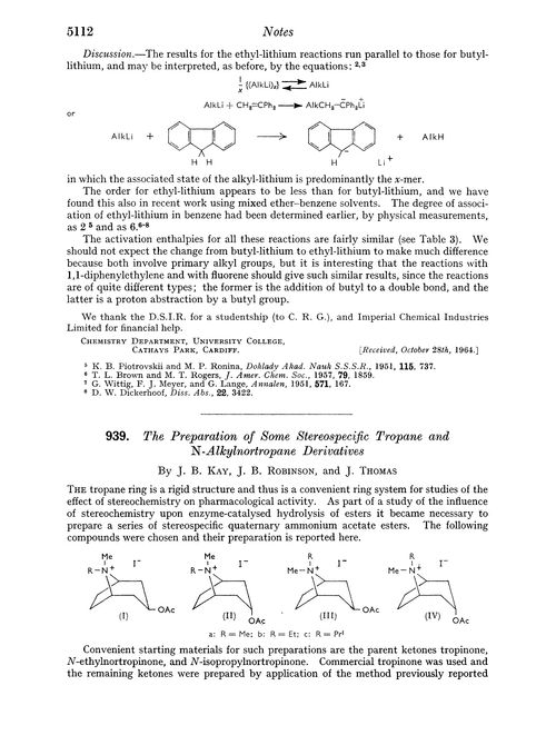 939. The preparation of some stereospecific tropane and N-alkylnortropane derivatives