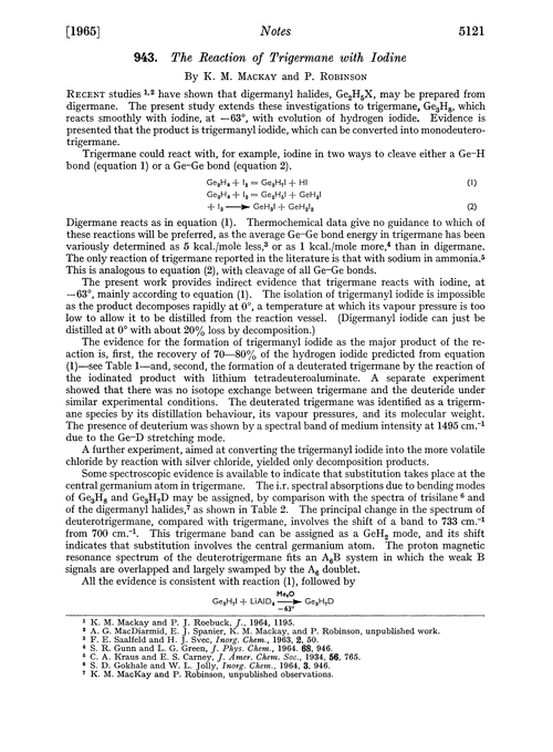 943. The reaction of trigermane with iodine