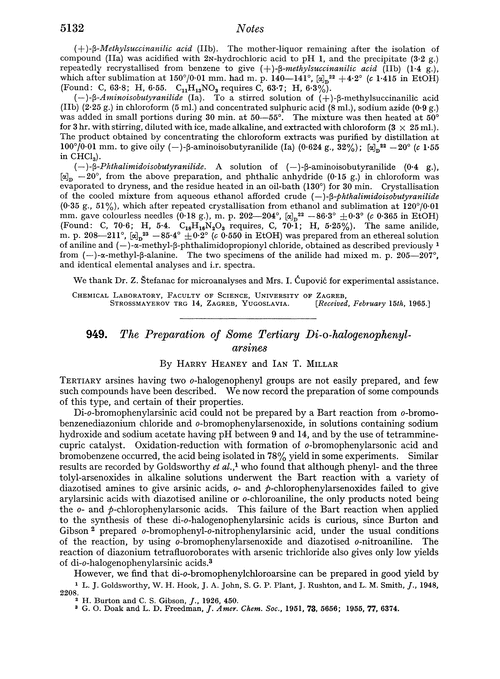 949. The preparation of some tertiary di-o-halogenophenylarsines