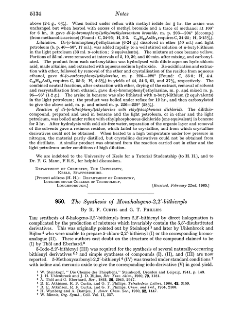 950. The synthesis of monohalogeno-2,2′-bithienyls