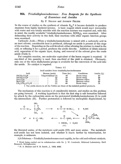 954. Trisdialkylaminoboranes: new reagents for the synthesis of enamines and amides