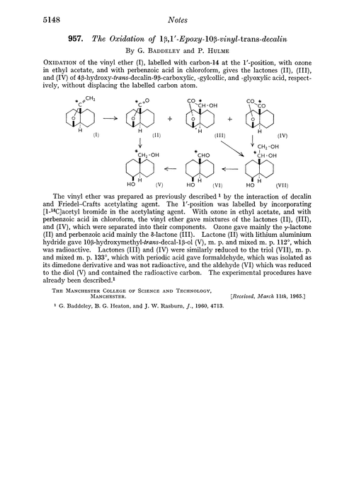 957. The oxidation of 1β,1′-epoxy-10β-vinyl-trans-decalin