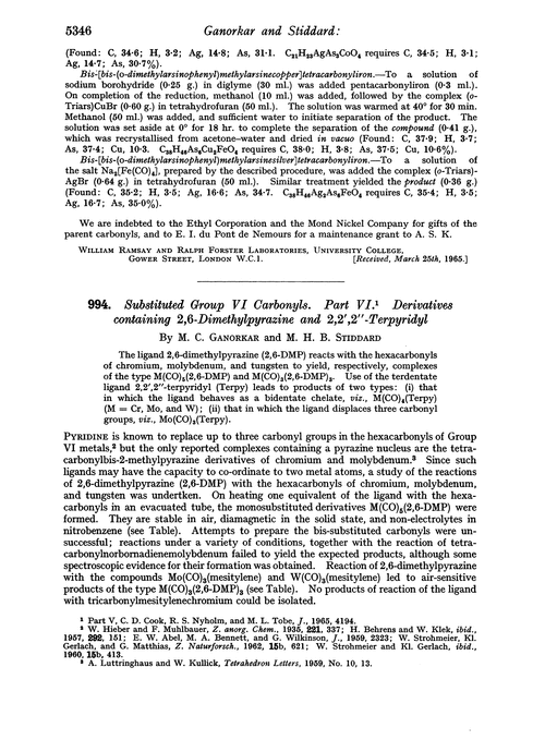 994. Substituted Group VI carbonyls. Part VI. Derivatives containing 2,6-dimethylpyrazine and 2,2′,2″-terpyridyl