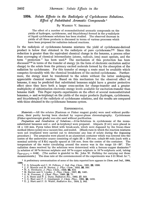 1004. Solute effects in the radiolysis of cyclohexane solutions. Effect of substituted aromatic compounds