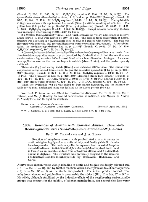 1035. Reactions of alloxan with aromatic amines: dioxindole-3-carboxyureides and oxindole-3-spiro-5′-oxazolidine-2′,4′-diones