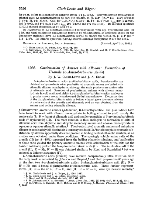 1036. Condensation of amines with alloxan: formation of uramils (5-aminobarbituric acids)
