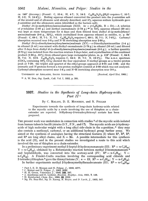 1037. Studies in the synethesis of long-chain hydroxy-acids. Part II
