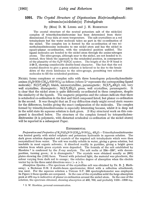 1091. The crystal structure of dipotassium bis(trimethylenedinitramine)nickelate(II) tetrahydrate