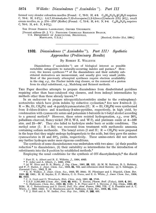 1102. Diazaindenes (“azaindoles”). Part III. Synthetic approaches (preliminary results)