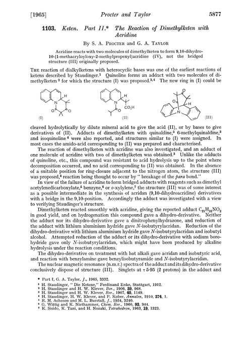 1103. Keten. Part II. The reaction of dimethylketen with acridine
