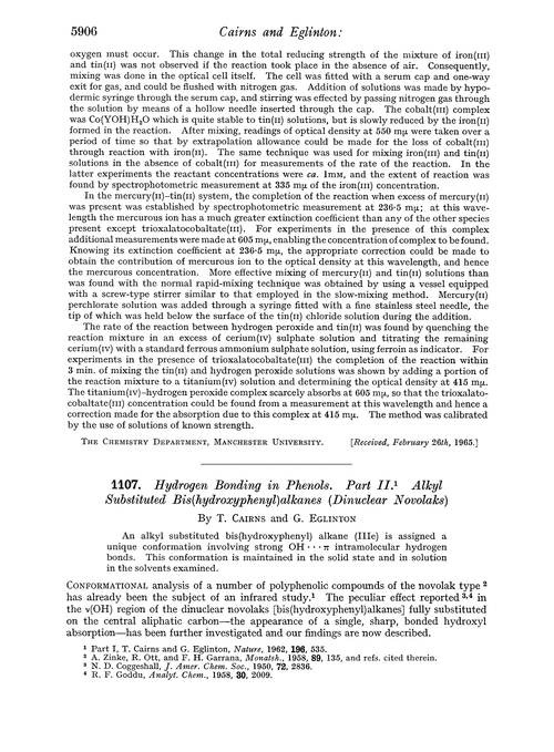 1107. Hydrogen bonding in phenols. Part II. Alkyl substituted bis(hydroxyphenyl)alkanes (dinuclear novolaks)