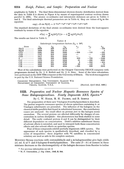 1123. Preparation and nuclear magnetic resonance spectra of some halogenoquinolines. Nearly degenerate ABX spectra