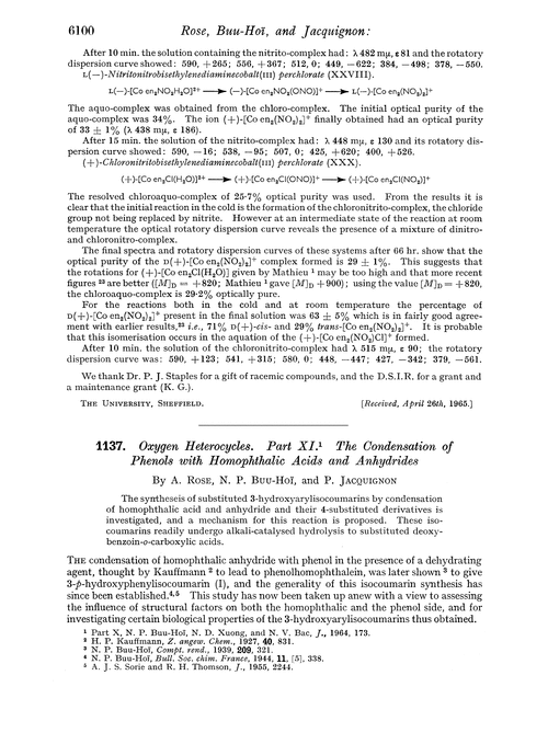 1137. Oxygen heterocycles. Part XI. The condensation of phenols with homophthalic acids and anhydrides