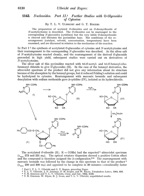 1142. Nucleosides. Part II. Further studies with O-glycosides of cytosine