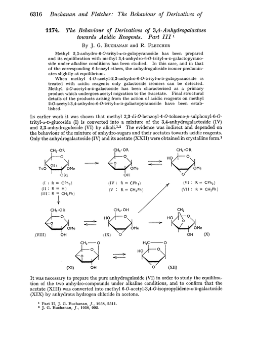 1174. The behaviour of derivatives of 3,4-anhydrogalactose towards acidic reagents. Part III