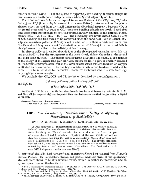 1181. The structure of hunterburnine: X-ray analysis of hunterburnine β-methiodide