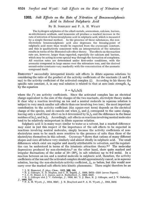 1202. Salt effects on the rate of nitration of benzenesulphonic acid in solvent sulphuric acid